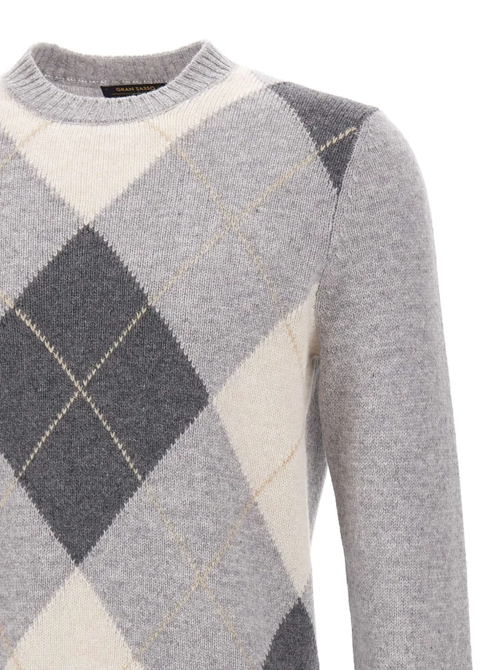 Gran Sasso Argyle-pattern Wool Sweater In Gray