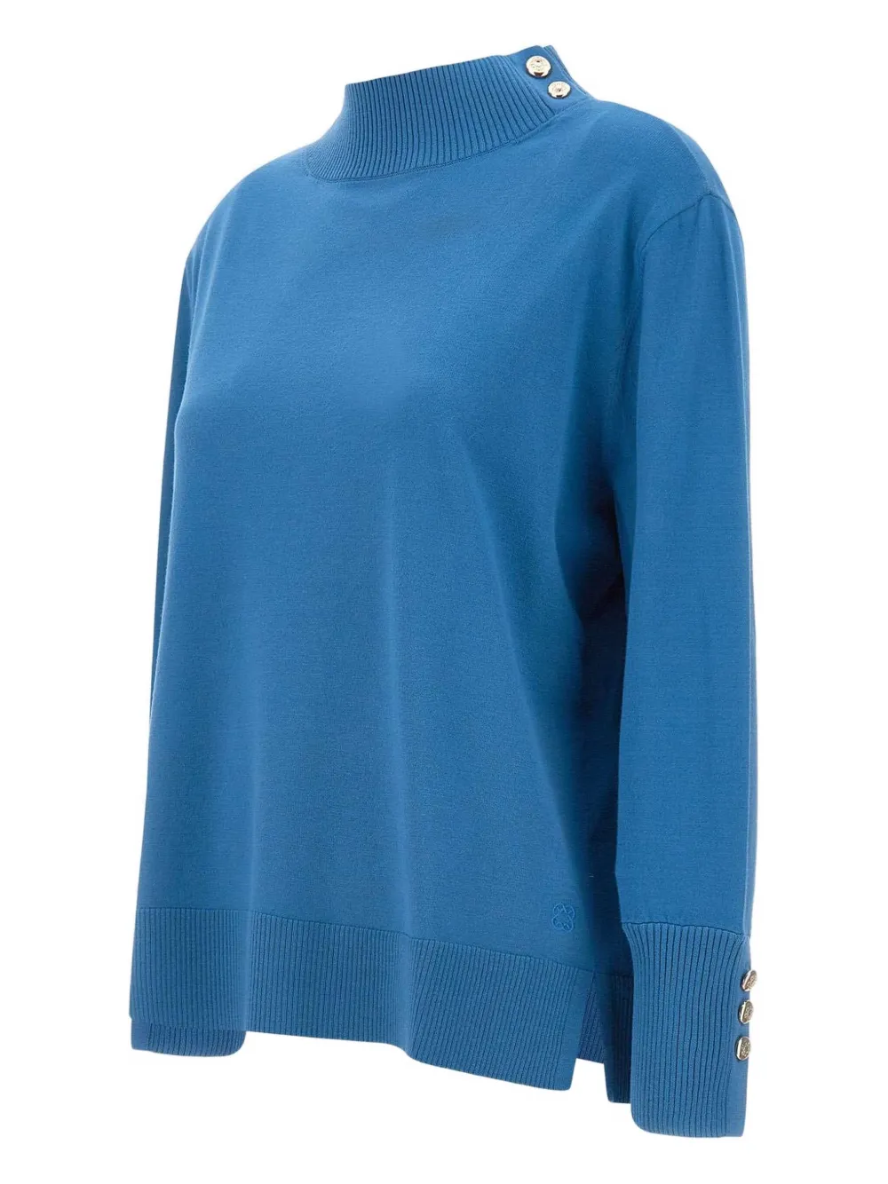Elena Miro' Button High-neck Sweater In Blue