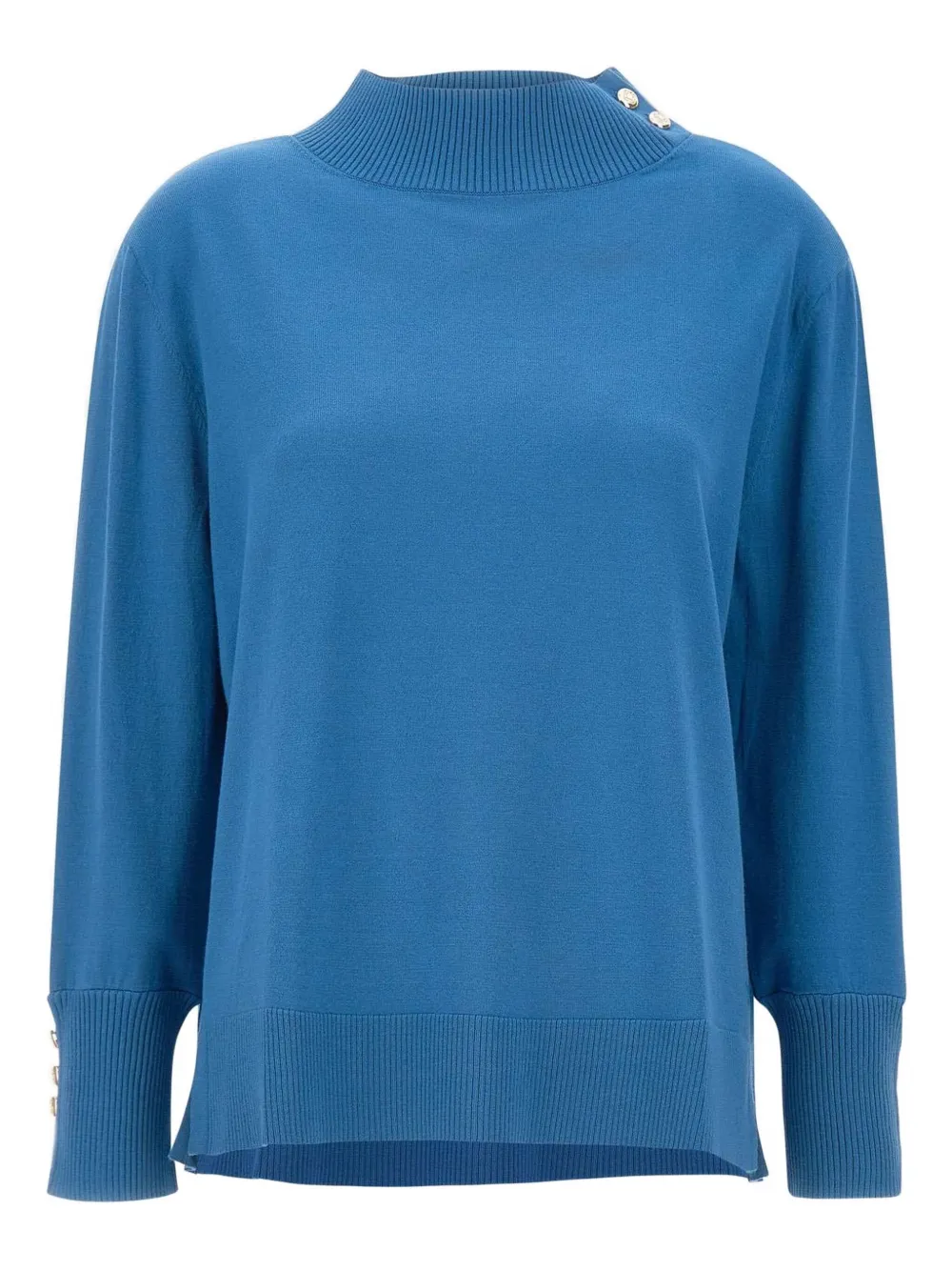 Elena Miro' Button High-neck Sweater In Blue