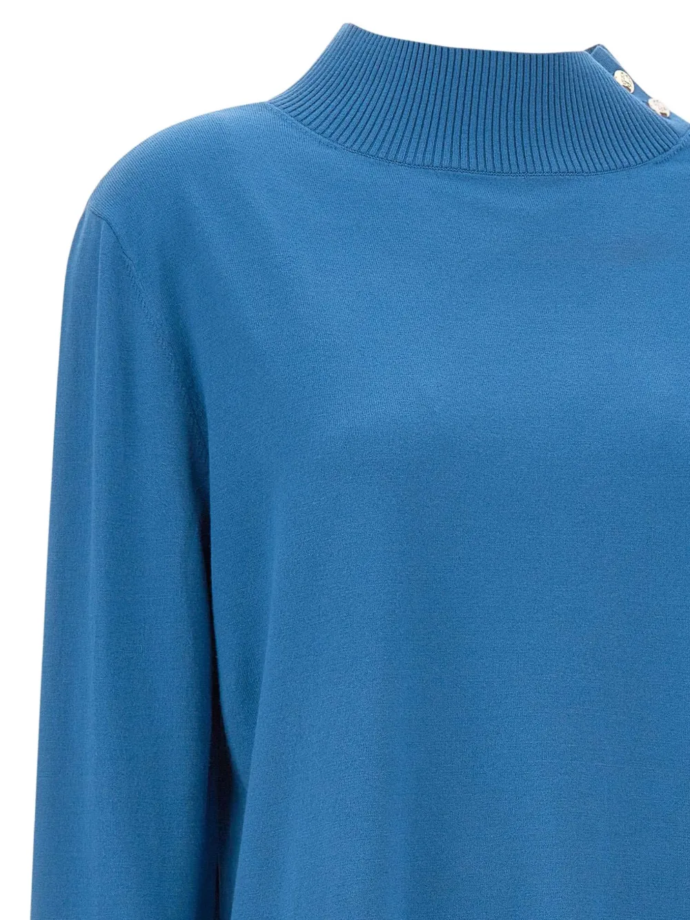 Elena Miro' Button High-neck Sweater In Blue
