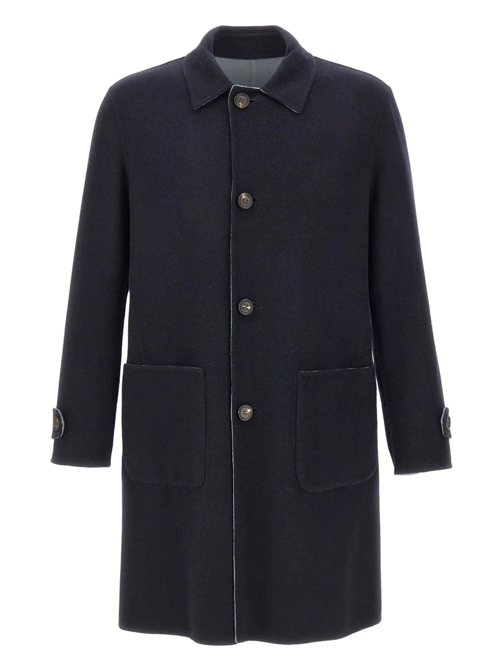 Eleventy classic-collar wool coat Blauw