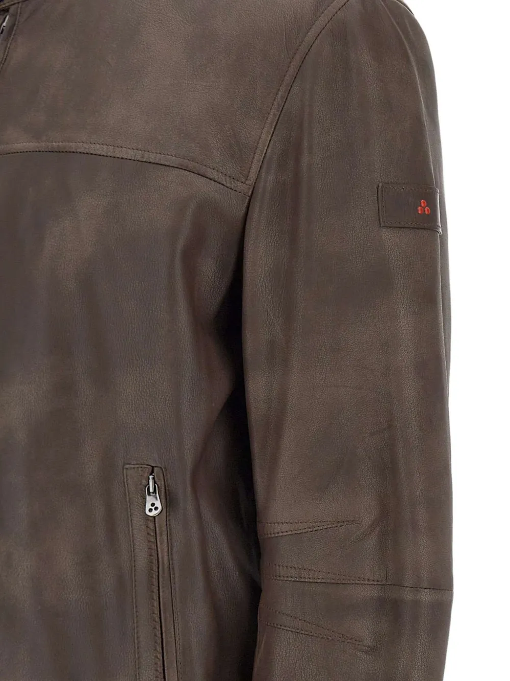 Peuterey Bomber In Pelle Effetto Vintage Marrone In Brown