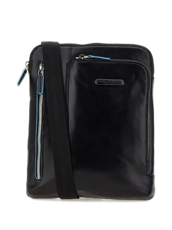 PIQUADRO zip-fastening embossed-logo Shoulder Bag Black