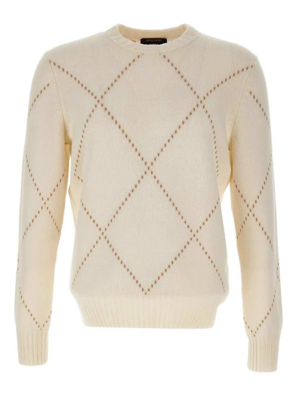 Gran Sasso diamond-pattern crew-neck sweater - ニュートラル Gran Sasso diamond-pattern crew-neck sweater - ニュートラル