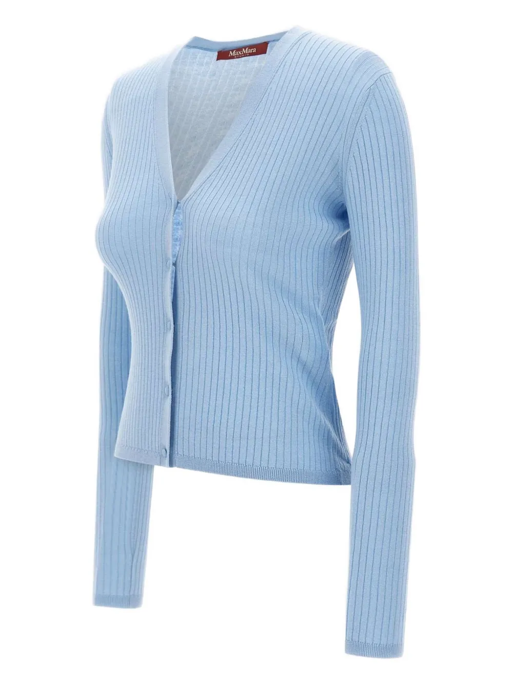 Max Mara ribbed V-neck cardigan - ブルー Max Mara ribbed V-neck cardigan - ブルー