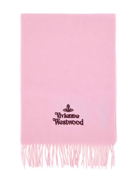 Vivienne Westwood embroidered-logo fringed scarf