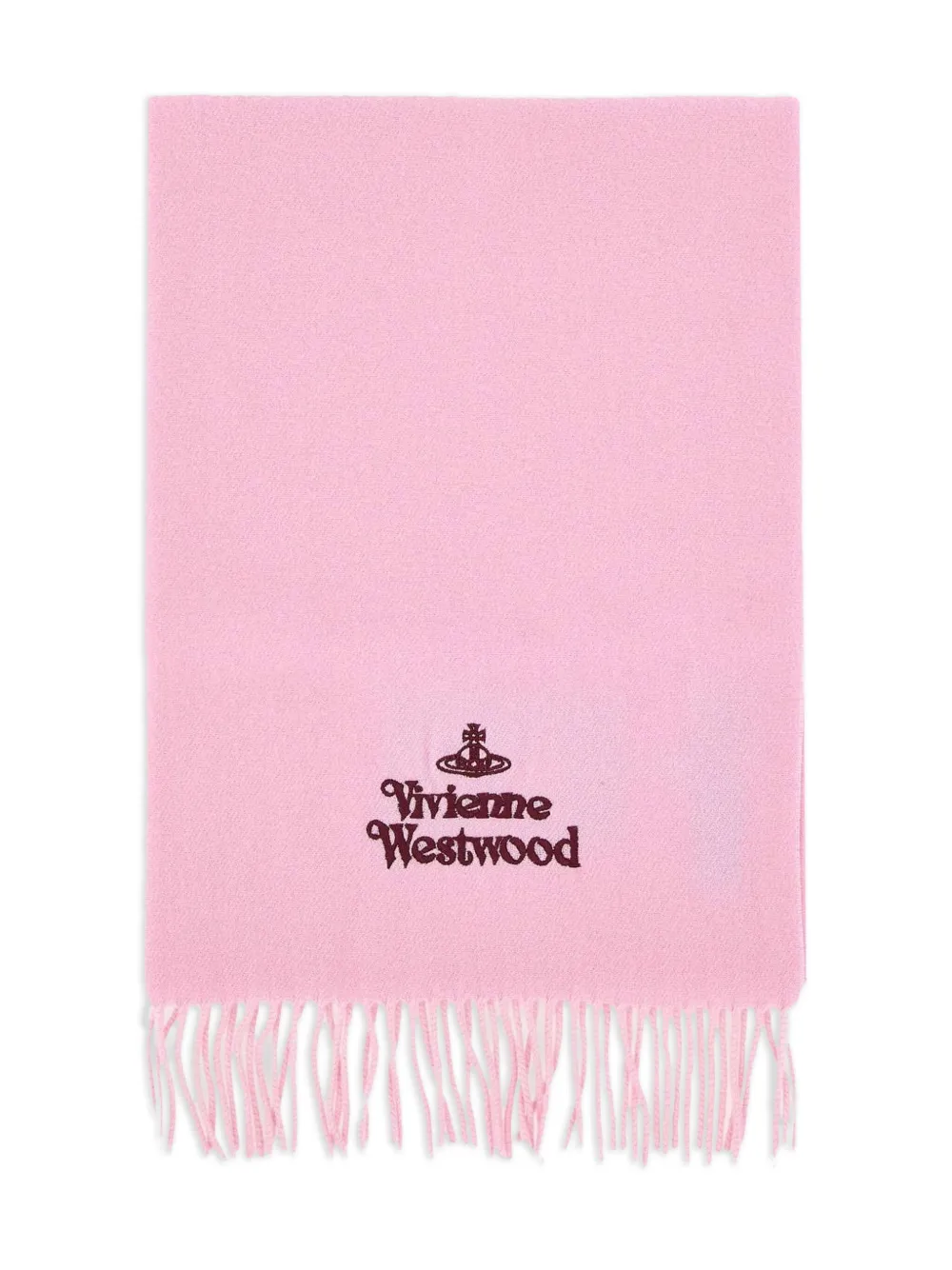 Vivienne Westwood embroidered-logo Fringed Scarf | Pink | FARFETCH CA