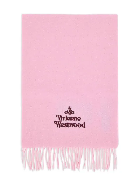 Vivienne Westwood embroidered-logo fringed scarf