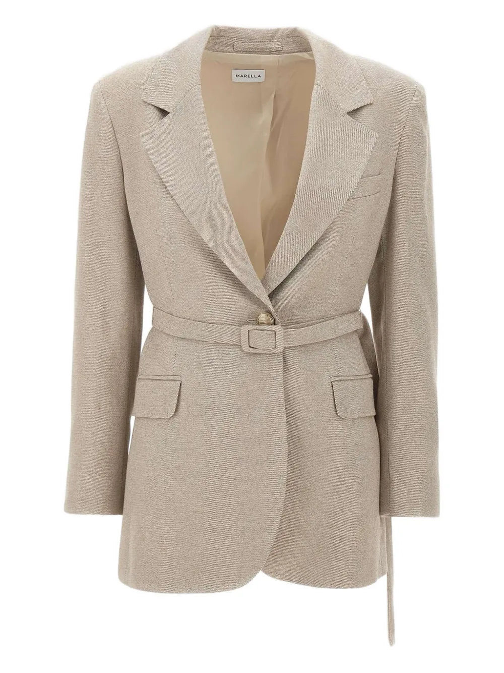 Marella narrow-lapel belted blazer Beige