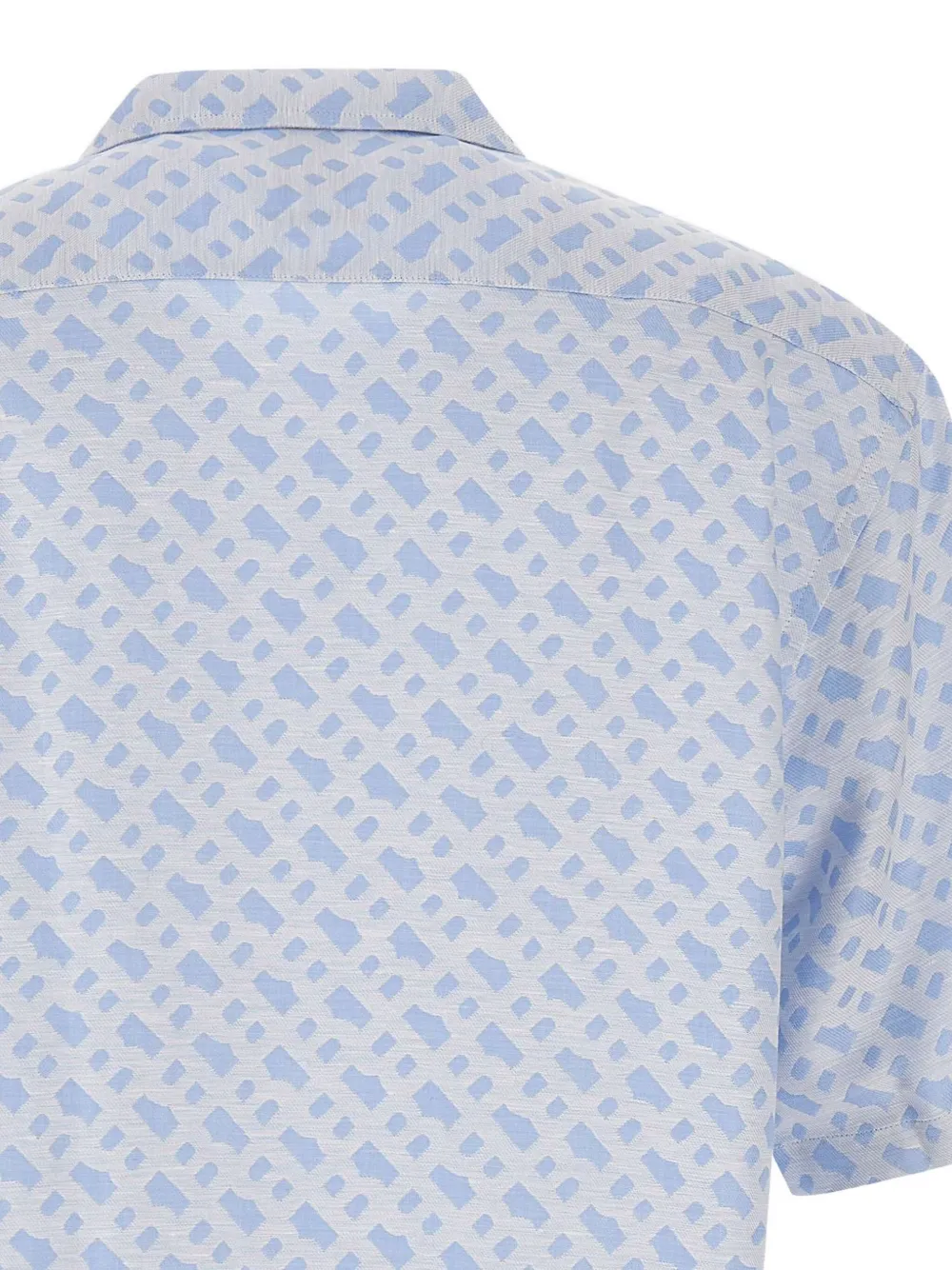 BOSS cuban-collar logo shirt Blauw