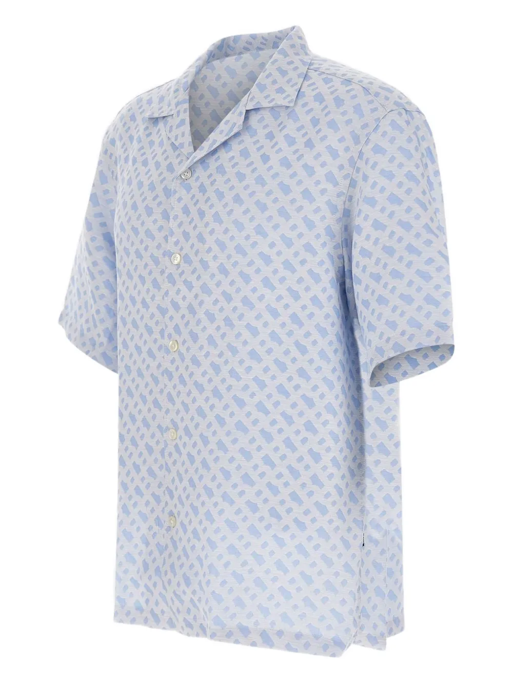 BOSS cuban-collar logo shirt Blauw