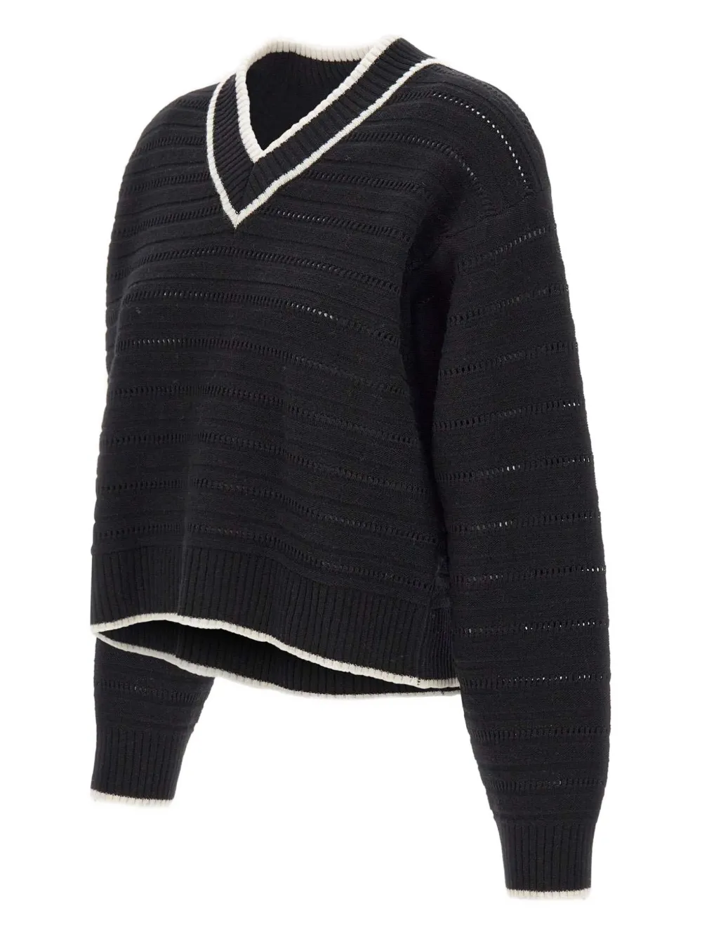 Marella ribbed V-neck wool sweater Zwart