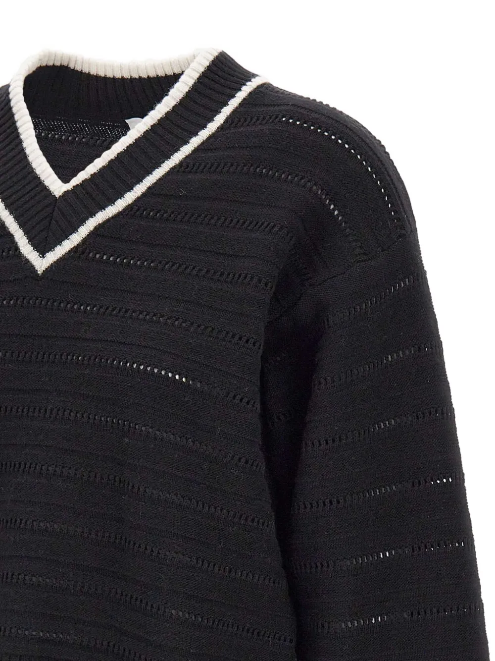 Marella ribbed V-neck wool sweater Zwart