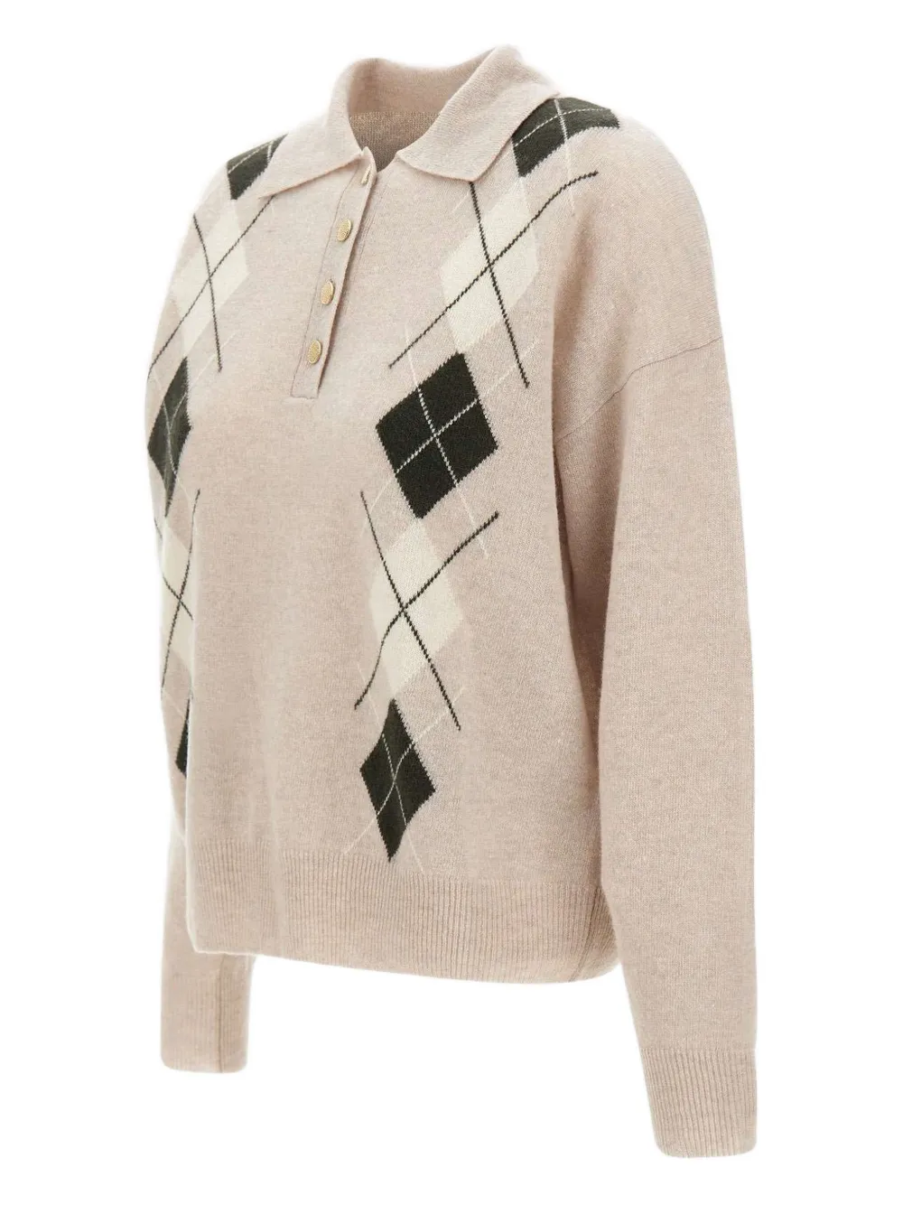 Marella geometric-pattern polo shirt Beige