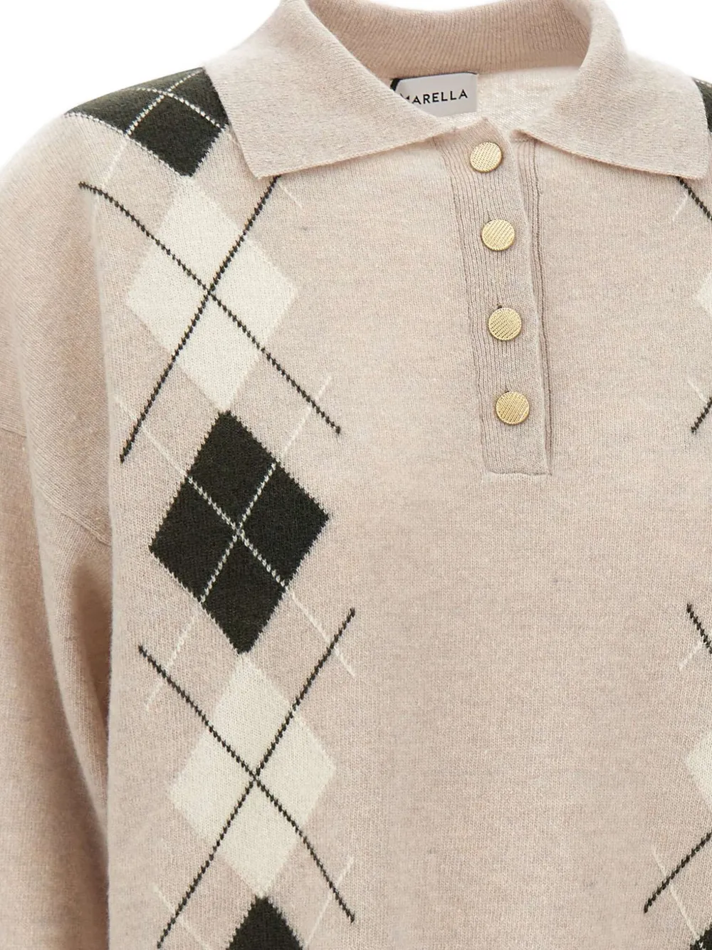 Marella geometric-pattern polo shirt Beige