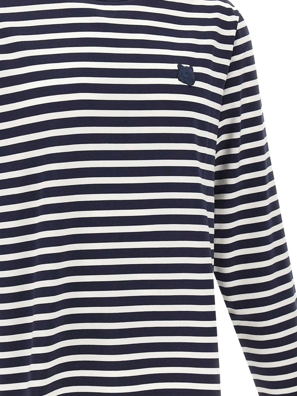 Maison Kitsuné logo-patch striped sweater Blauw