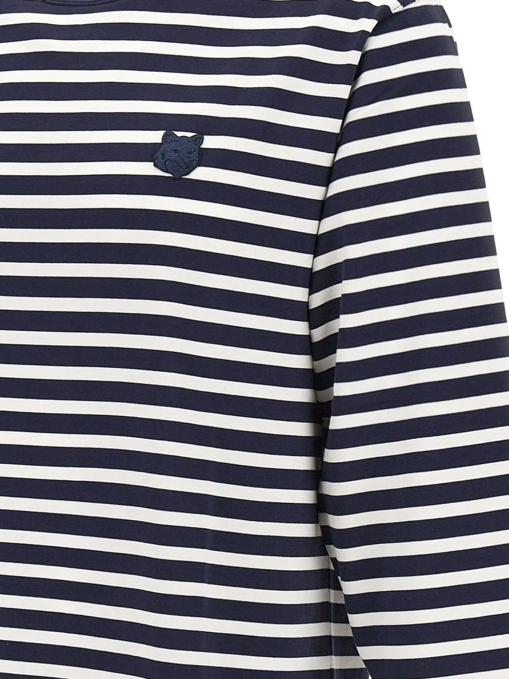Maison Kitsuné logo-patch striped sweater Blauw