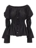 Blumarine puffed-sleeve elasticated-waist blouse - Black