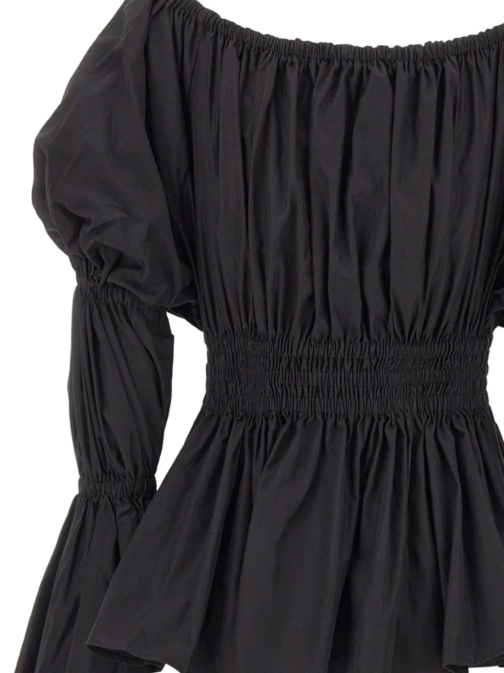 Blumarine Blouse met pofmouwen en elastische taille Zwart