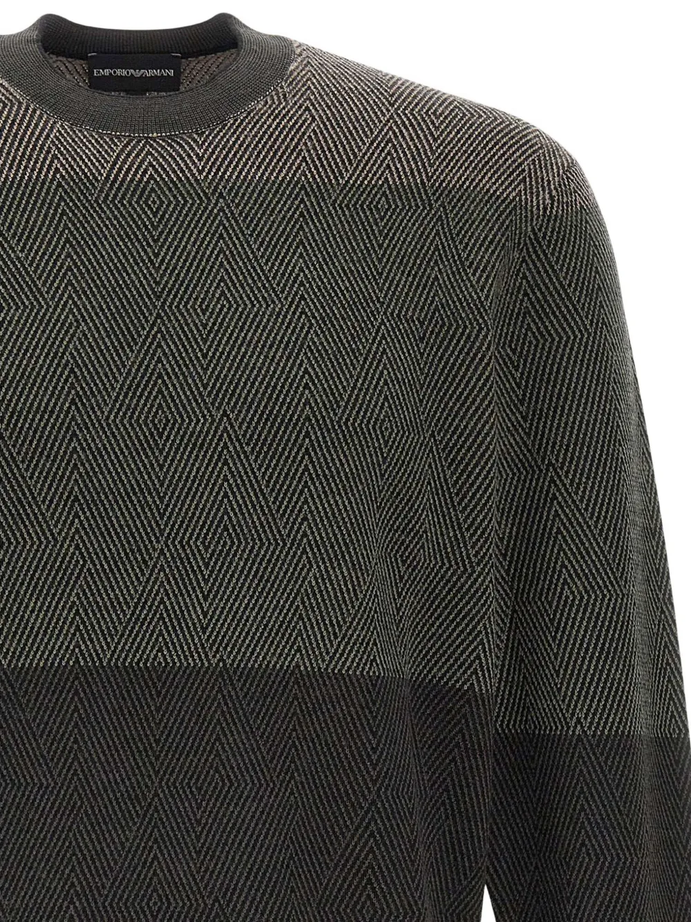 Emporio Armani Virgin Wool Jumper With Micro Jacquard Op-art Diamonds In Multi