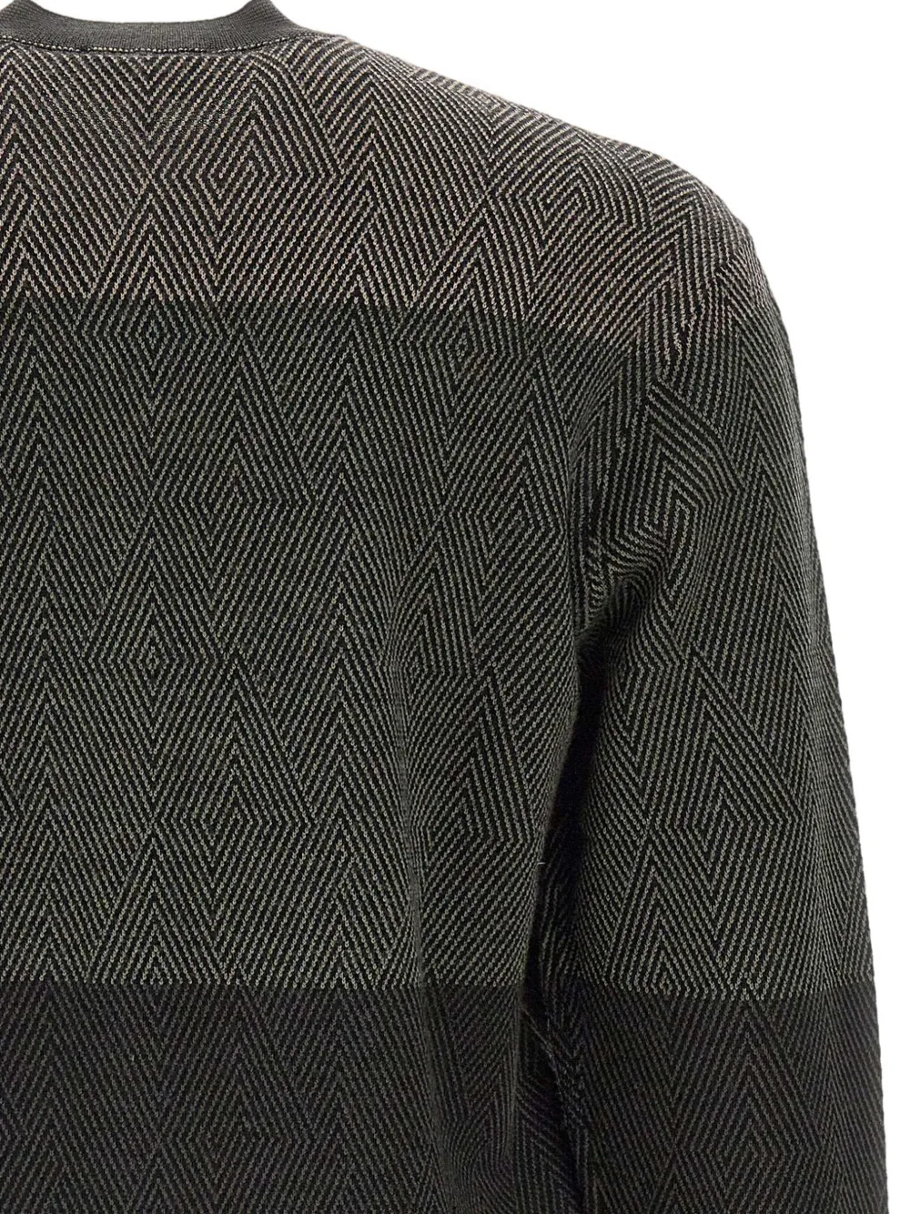Emporio Armani Virgin Wool Jumper With Micro Jacquard Op-art Diamonds In Multi