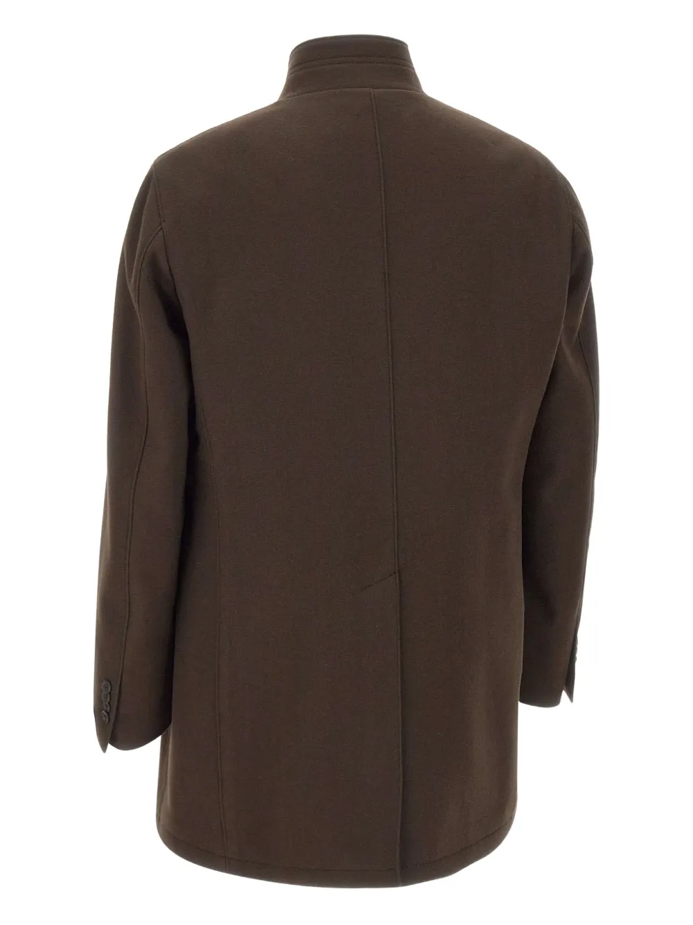 Tagliatore Gordon High-neck Buttoned Coat In Brown