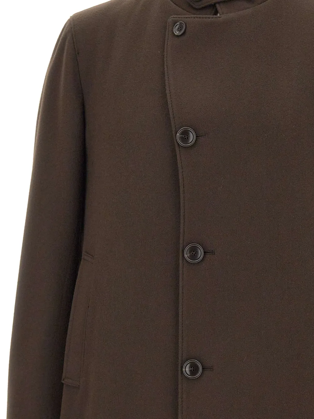 Tagliatore Gordon High-neck Buttoned Coat In Brown