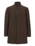 Tagliatore Gordon high-neck buttoned coat - Brown