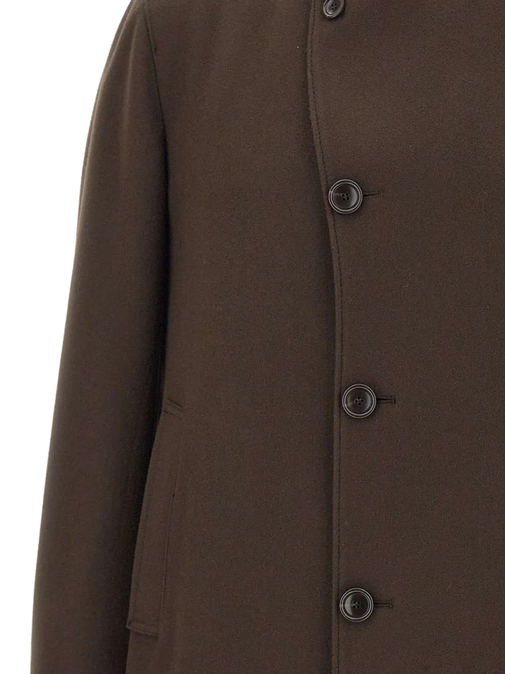 Tagliatore Gordon High-neck Buttoned Coat In Brown