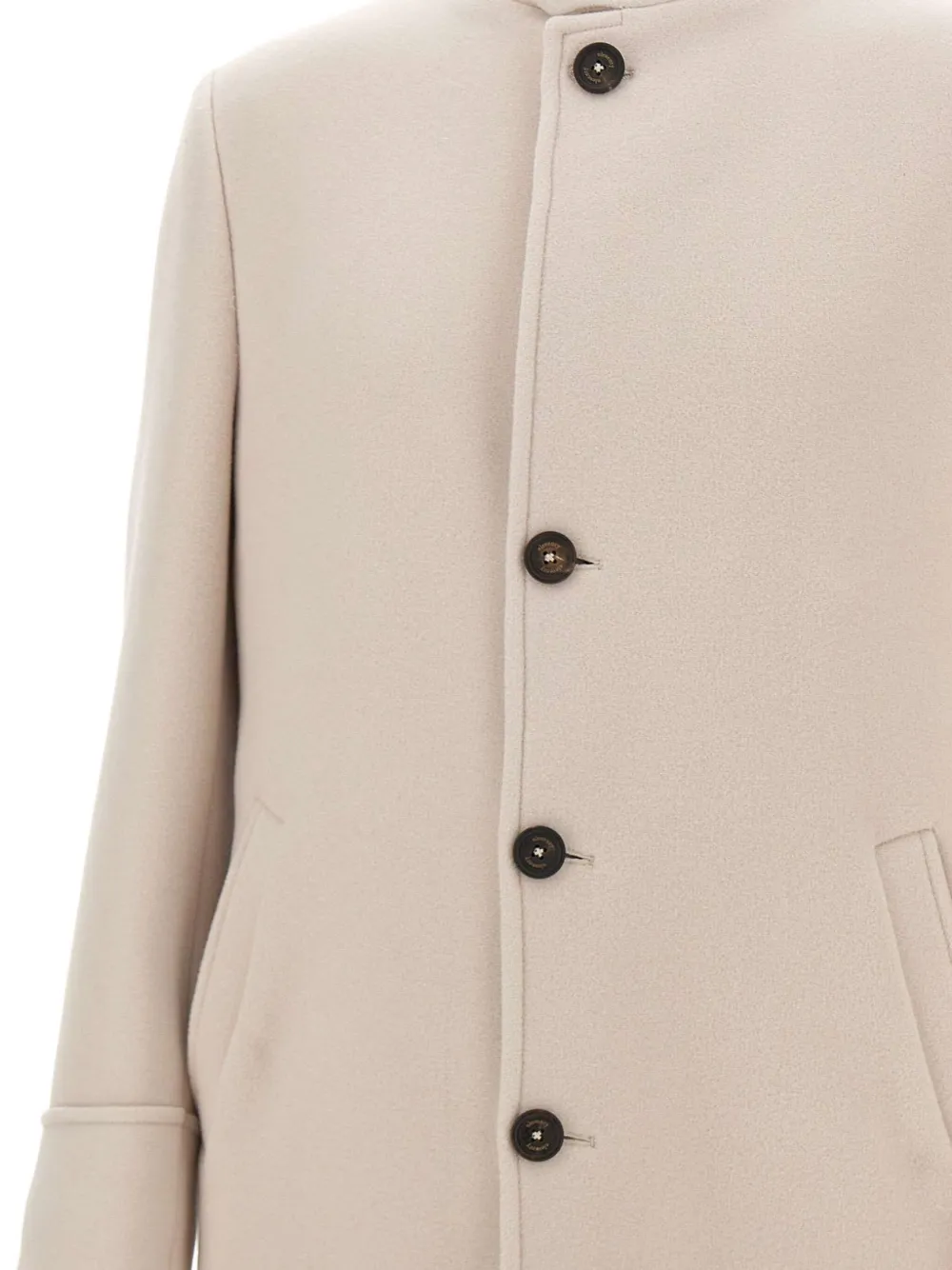 Eleventy stand-collar wool coat Beige
