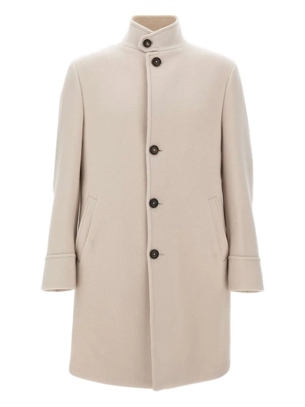 Eleventy stand-collar wool coat Beige