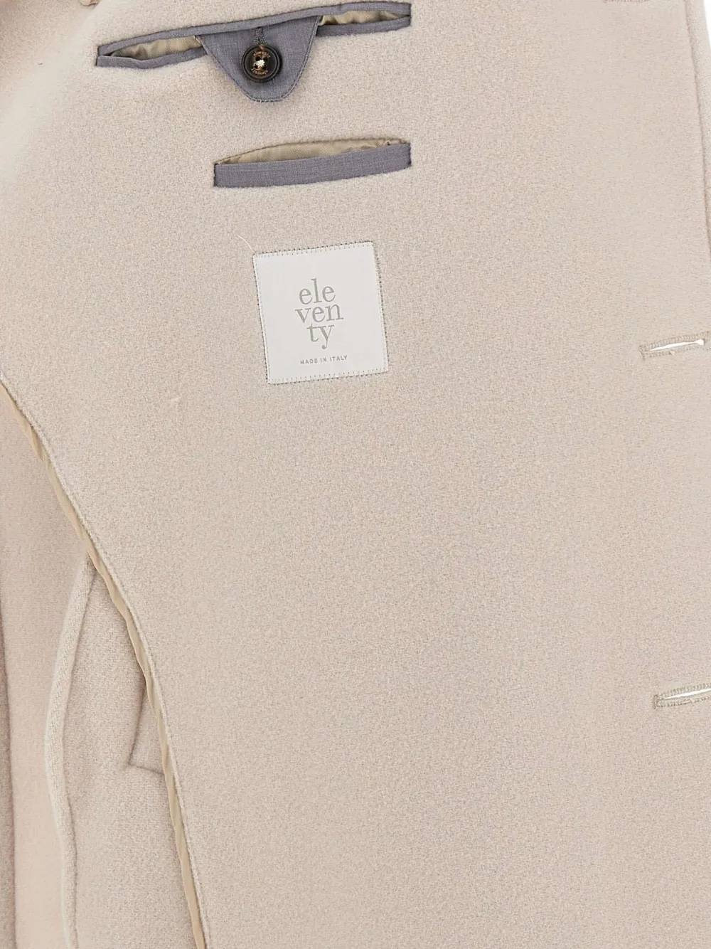 Eleventy stand-collar wool coat Beige