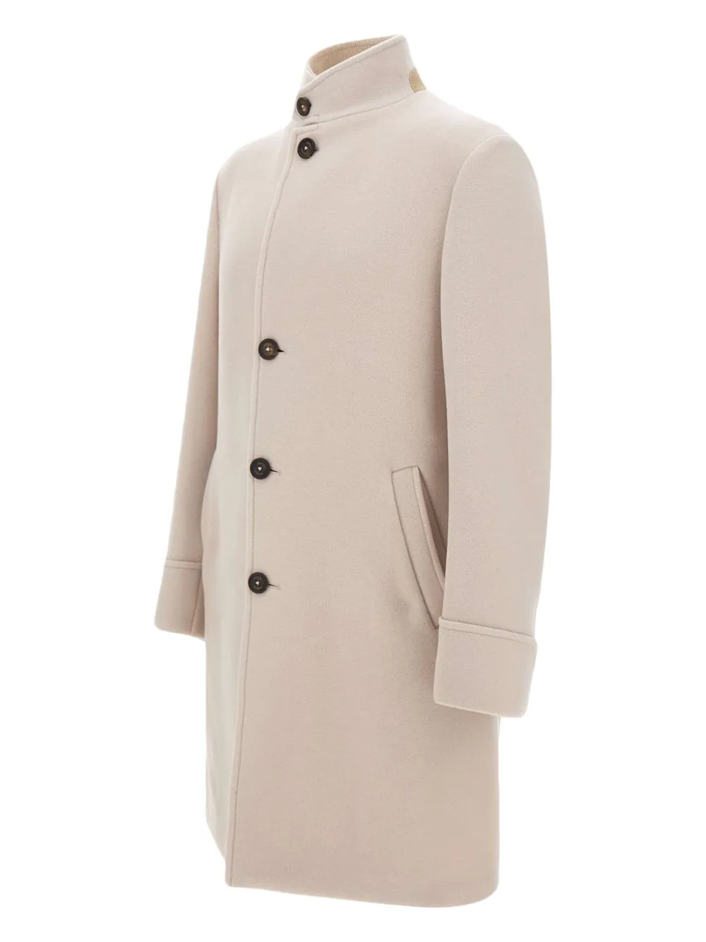 Eleventy stand-collar wool coat Beige