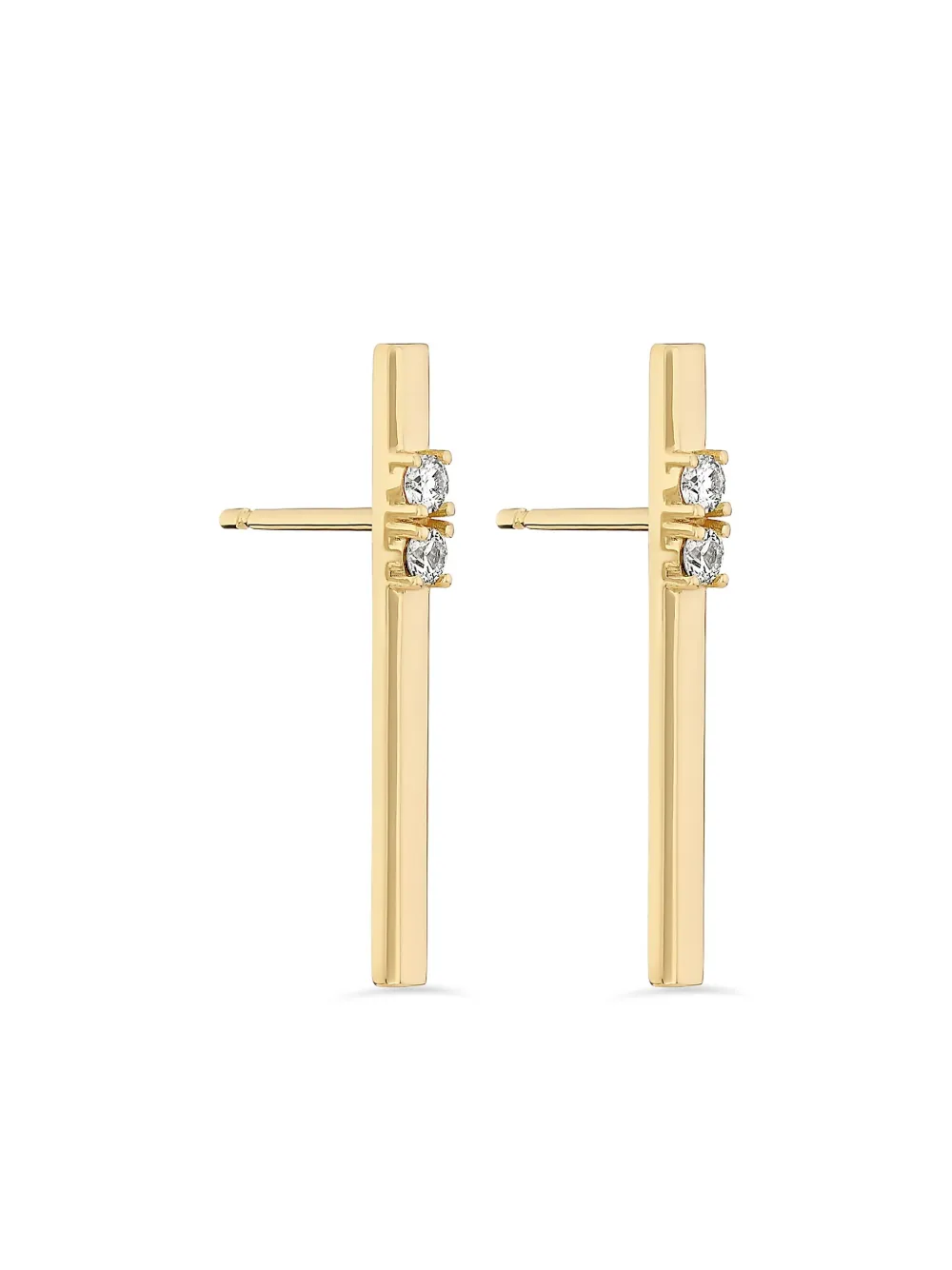 ROSEKEY 18K rose gold Whistle diamond bar earrings - Oro