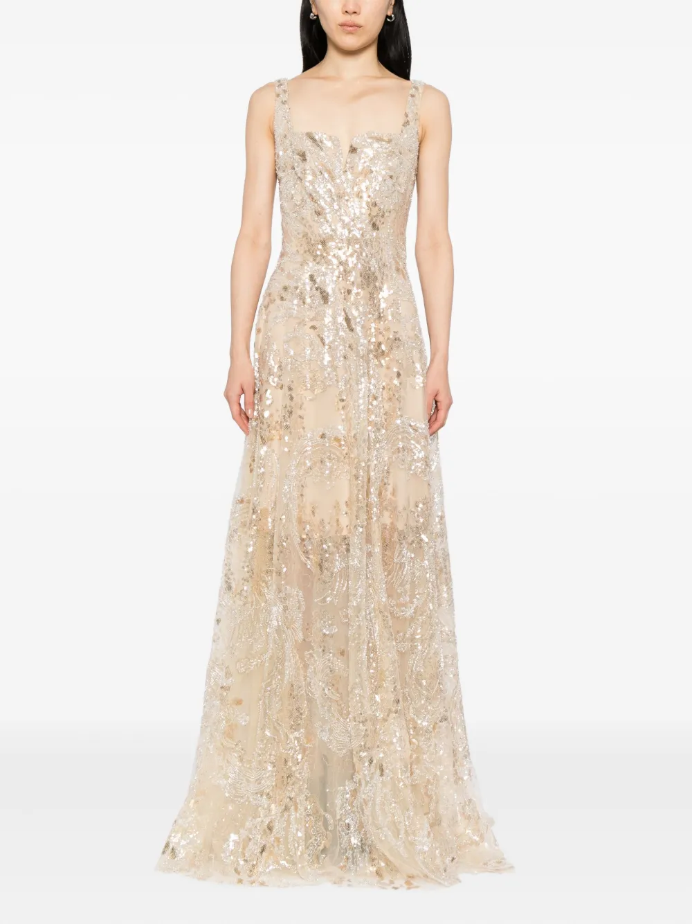 Saiid Kobeisy sequin-embellished long dress - Beige