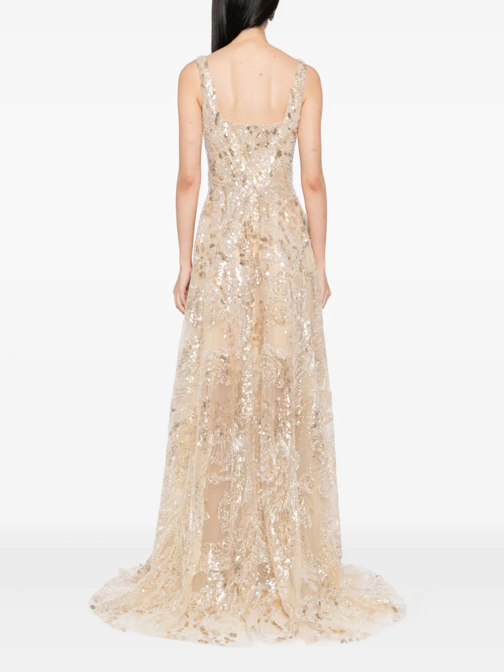 Saiid Kobeisy sequin-embellished long dress Beige