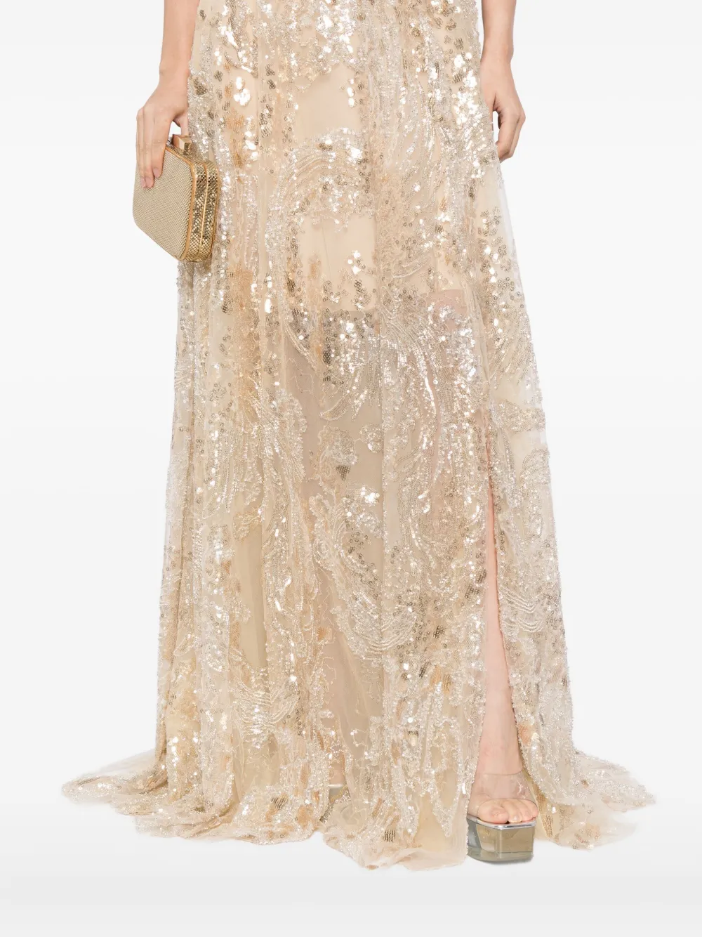 Saiid Kobeisy sequin-embellished long dress Beige