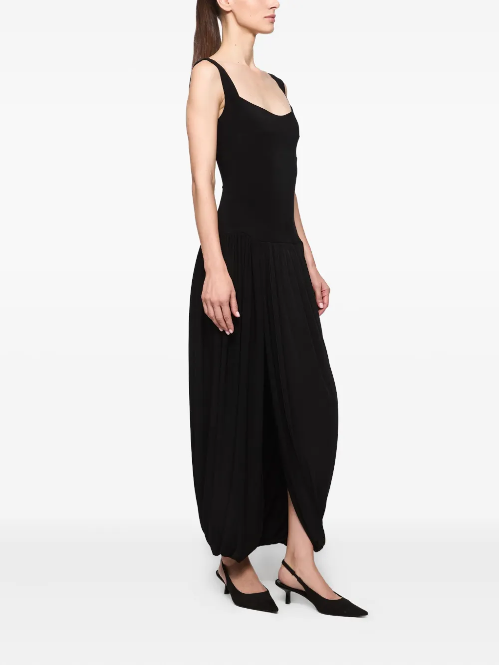 Atu Body Couture Midi-jurk met diepe ronde hals Zwart