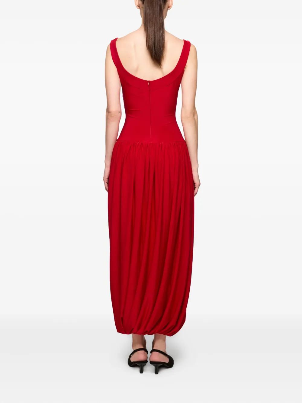 Atu Body Couture Midi-jurk met diepe ronde hals Rood