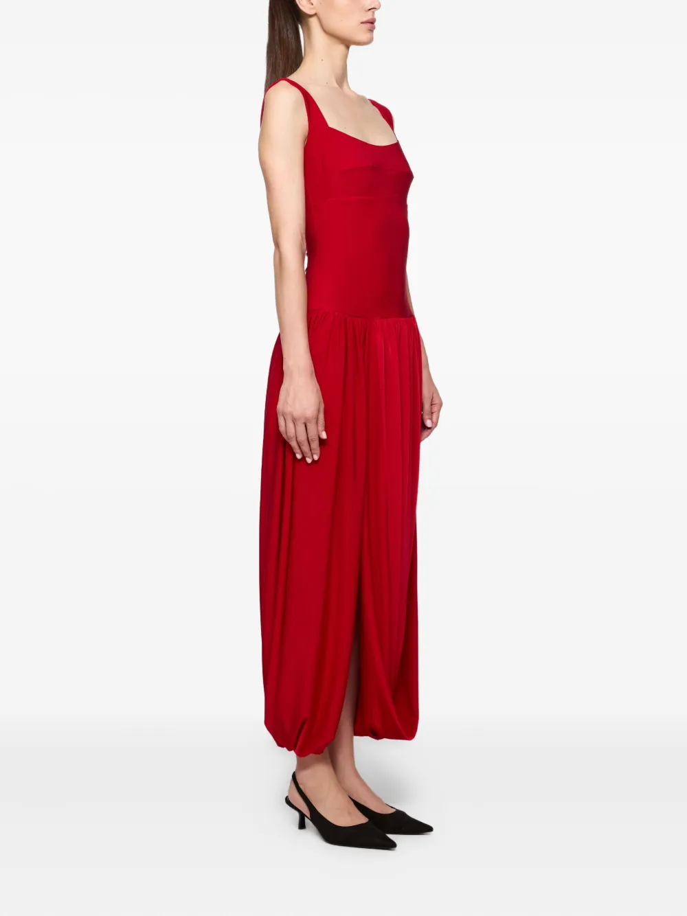 Atu Body Couture Midi-jurk met diepe ronde hals Rood