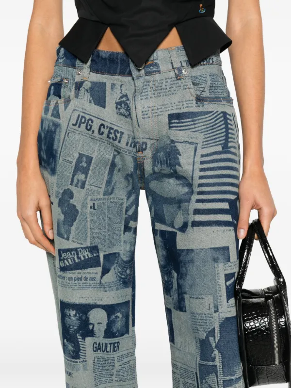 Jean Paul Gaultier newspaper-print Straight Jeans | Blue | FARFETCH