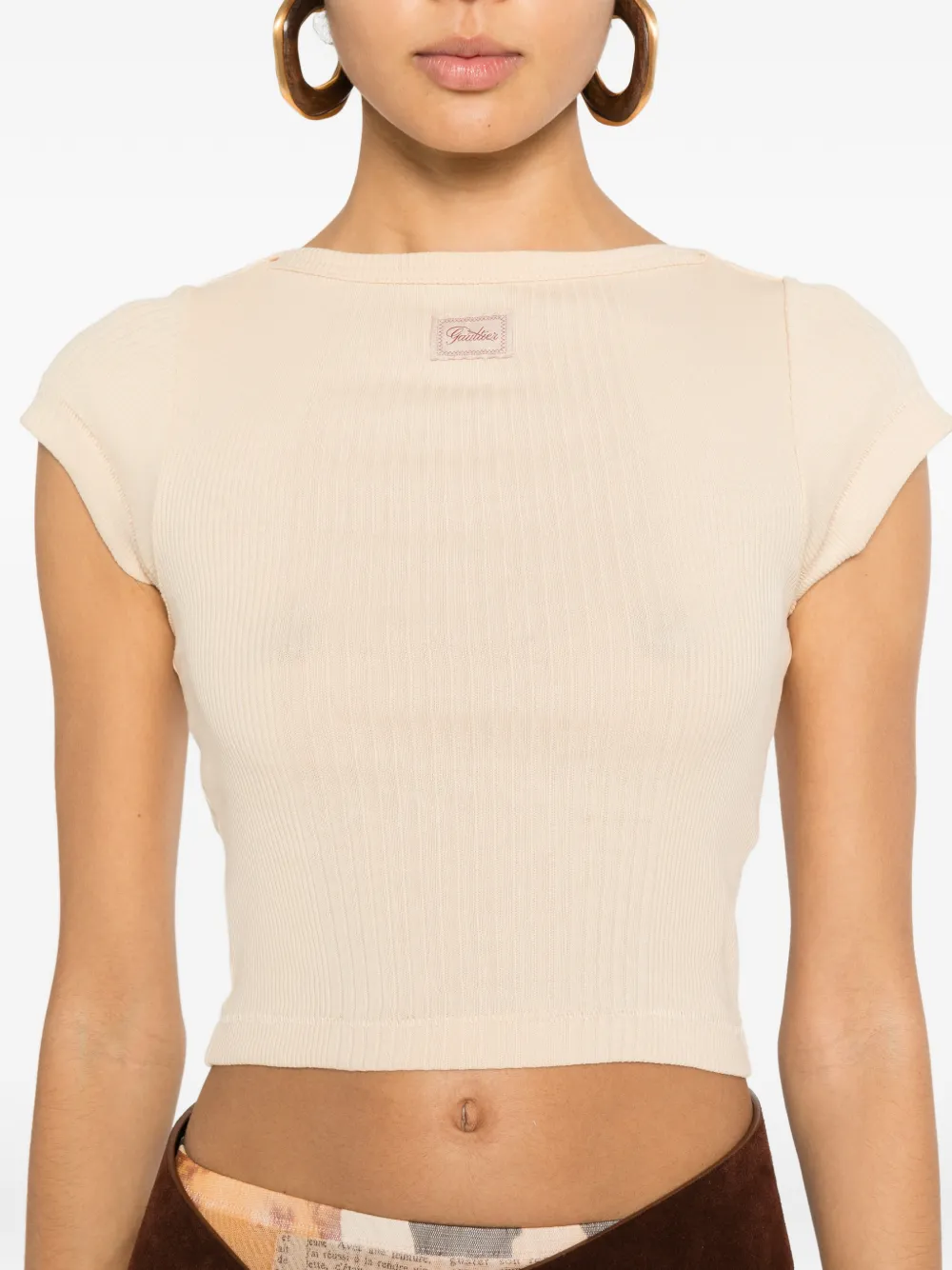 Jean Paul Gaultier Geribbeld T-shirt Beige