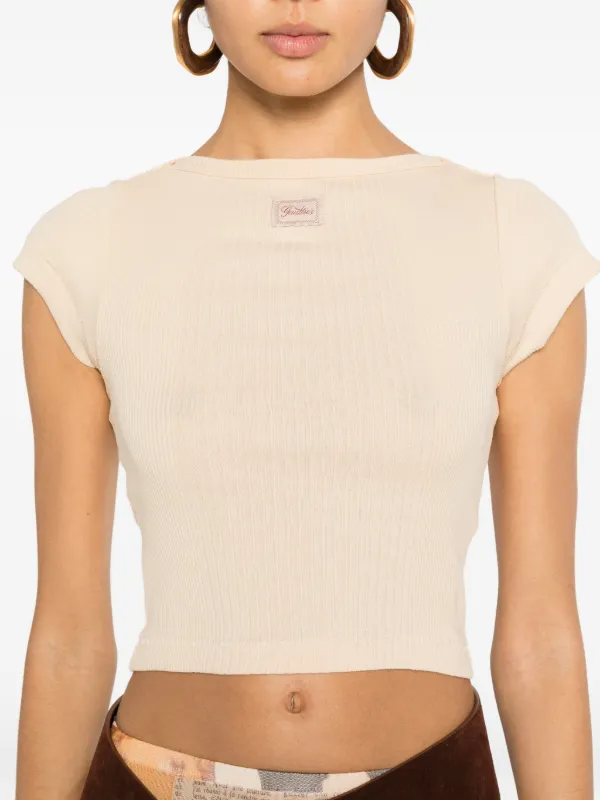 Jean Paul Gaultier Ribbed short-sleeved T-shirt | Neutrals | FARFETCH