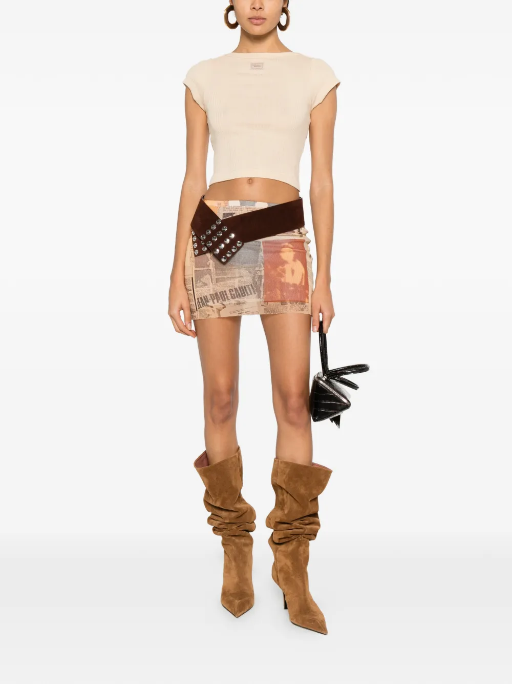 Jean Paul Gaultier Geribbeld T-shirt Beige