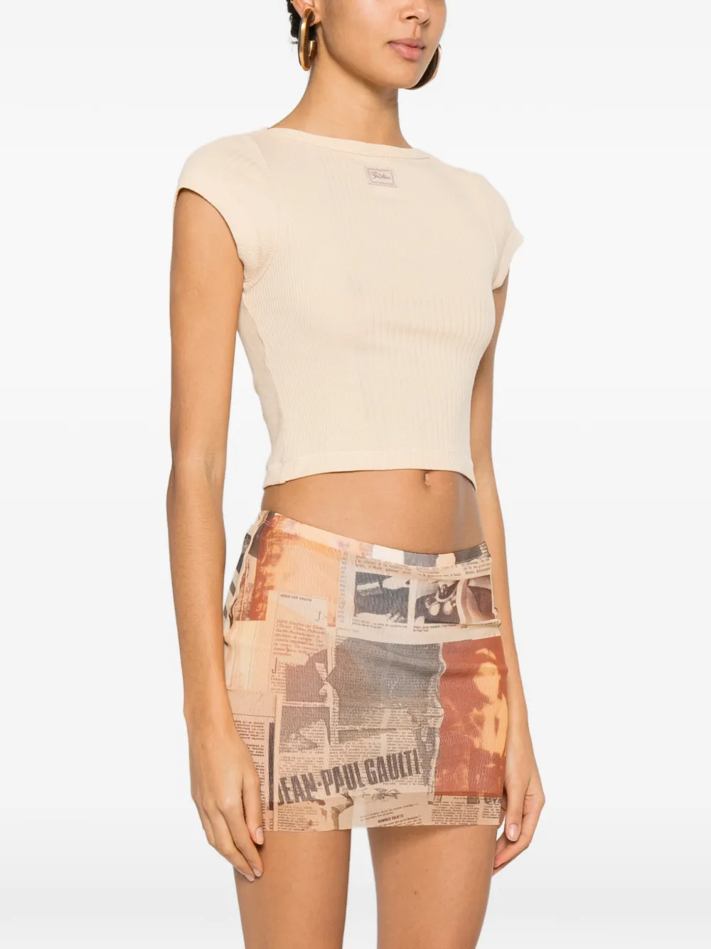 Jean Paul Gaultier Geribbeld T-shirt Beige