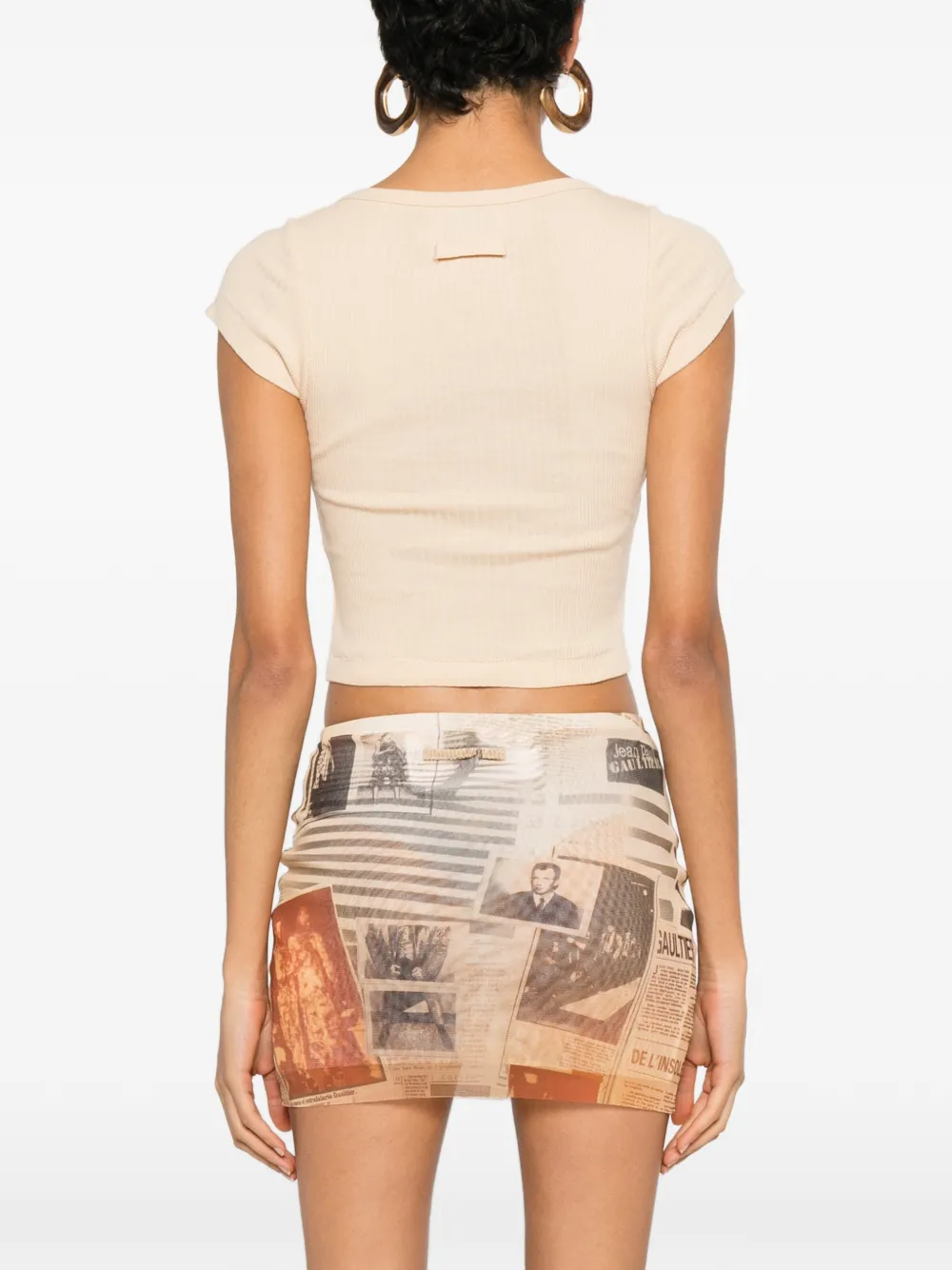 Jean Paul Gaultier Geribbeld T-shirt Beige