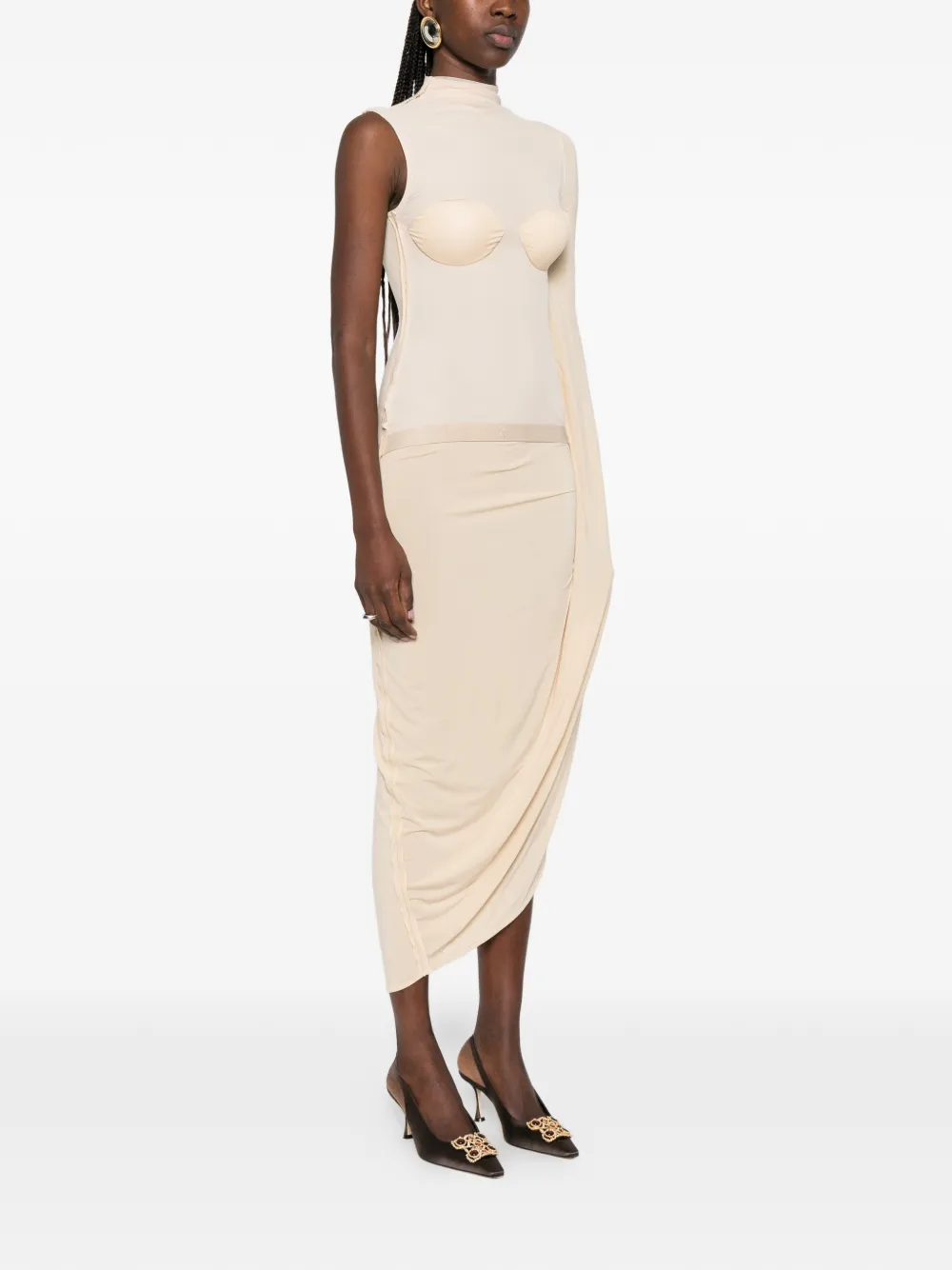 Jean Paul Gaultier Midi-jurk met vlakken Beige