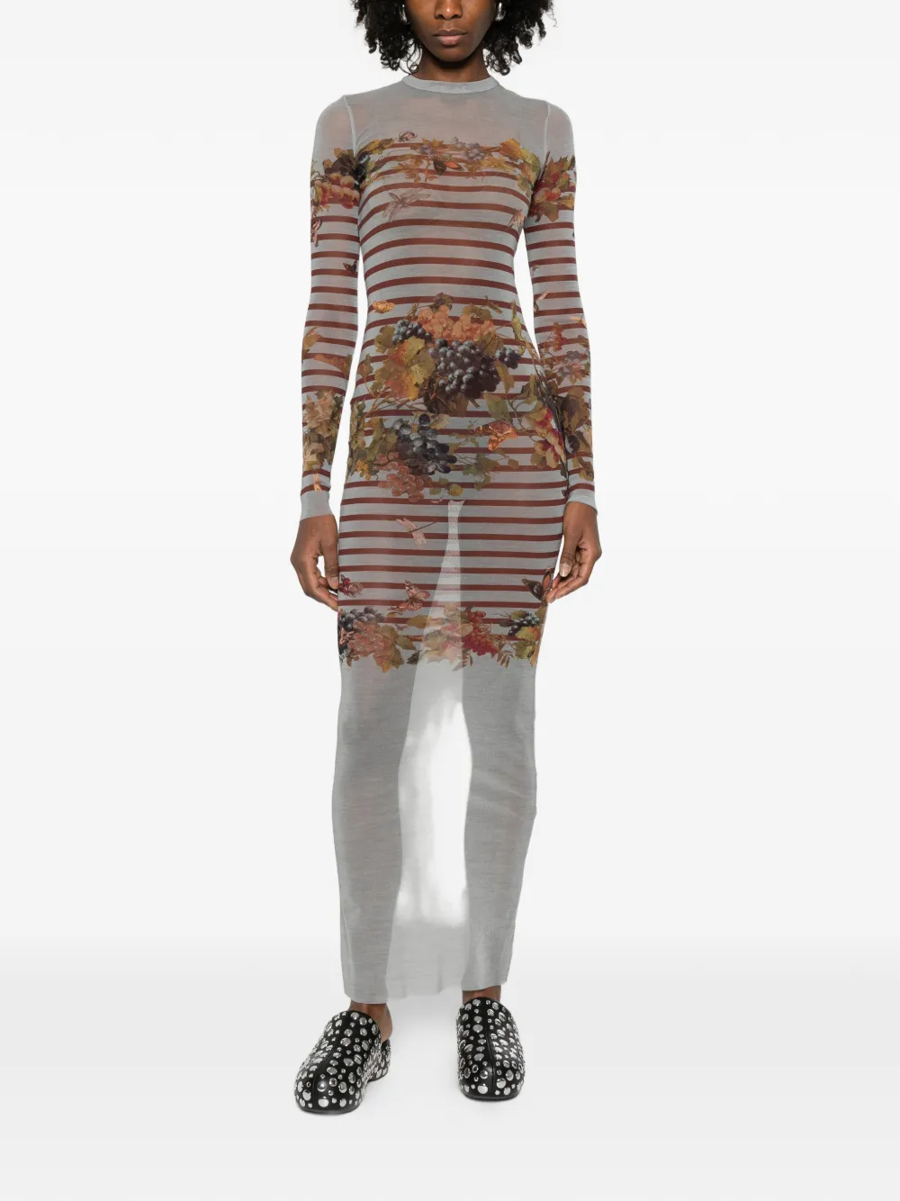 Jean Paul Gaultier striped printed maxi dress - Grijs