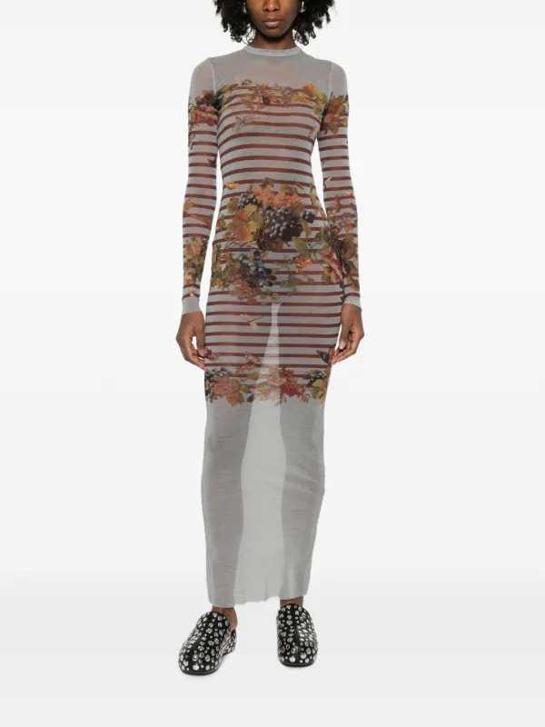 jean paul gaultier grey dress Jean Paul Gaultier Jersey Sleeveless Long Dress in Madonna Trompe L'i