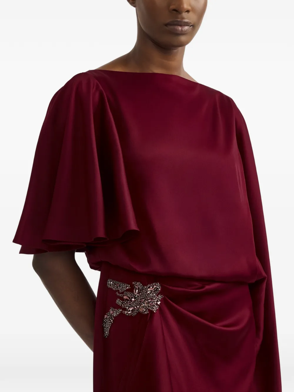 ERDEM Gedrapeerde avondjurk Rood